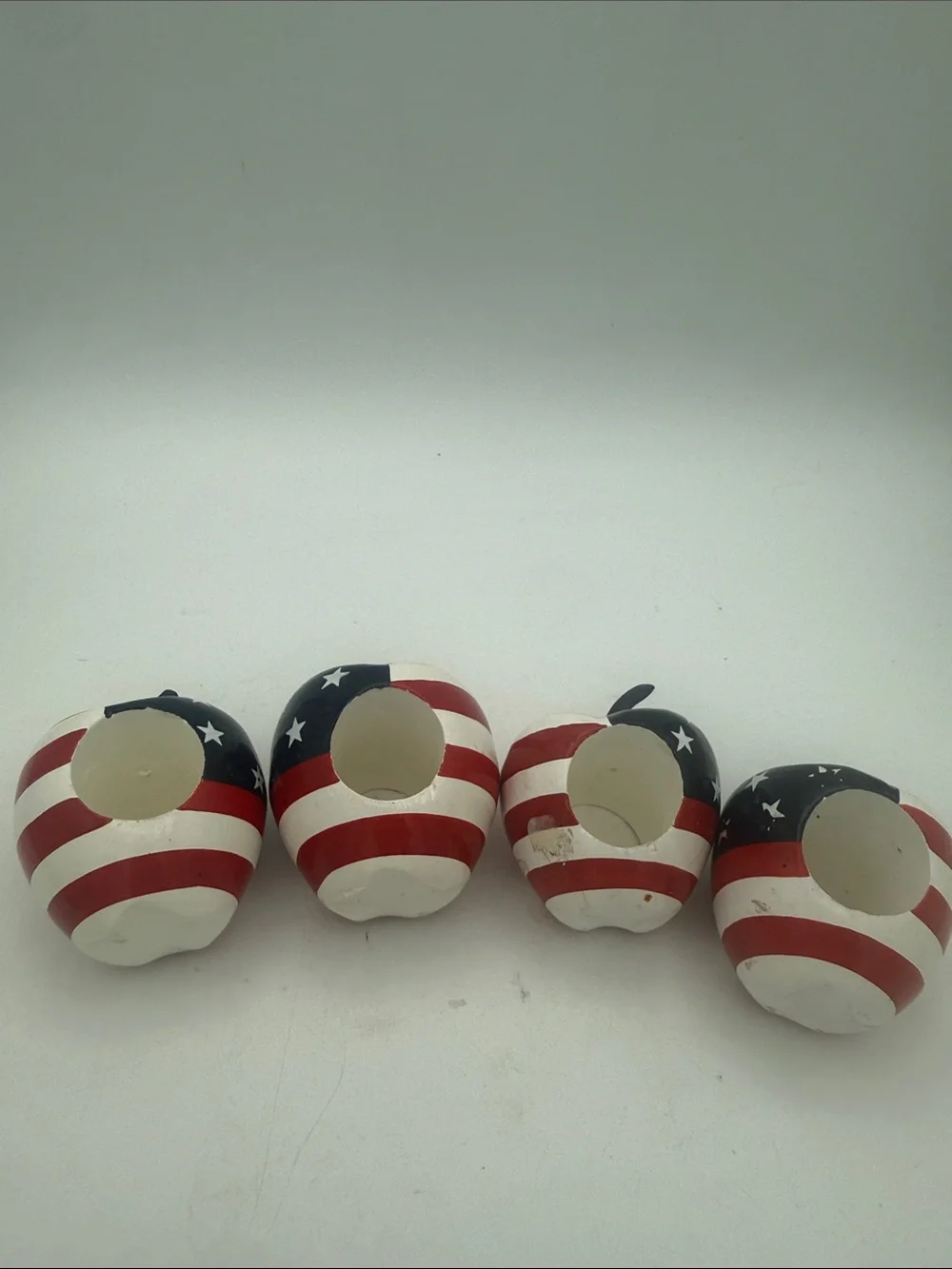 Patriotic American Flag Apple wood napkin rings holders  - Set of 4 read